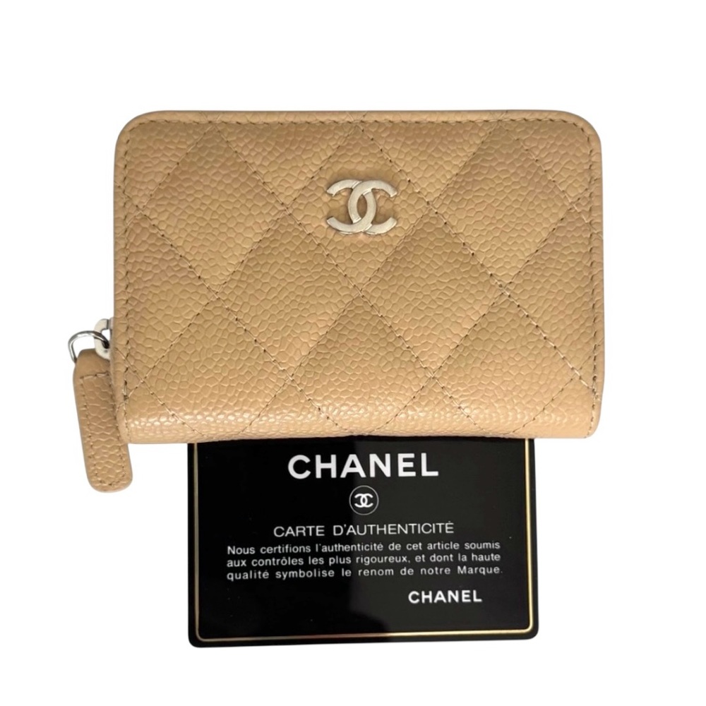 🆕💞CHANEL Classic CAVIAR Quilted Zip Around Coin Purse Wallet • BEIGE • Silver HW - Picture 2 of 15
